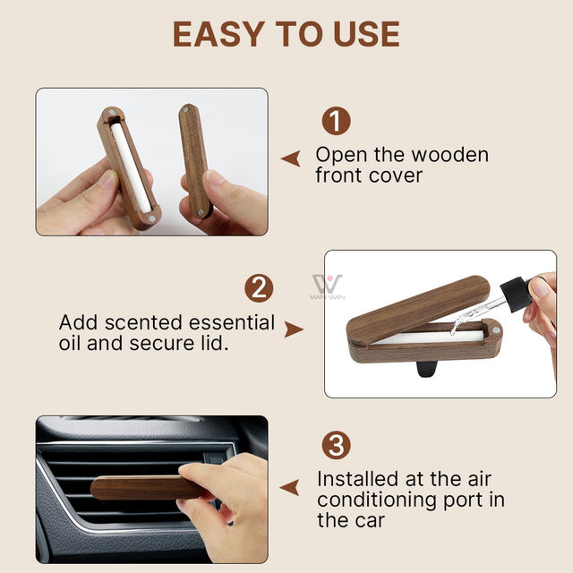 Ambientador de Coche de Lujo Personalizado en Metal Sólido de Aluminio, Difusor de Perfume para Coche con Clip de Ventilación de Madera para Auto