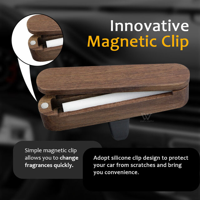 Ambientador de Coche de Lujo Personalizado en Metal Sólido de Aluminio, Difusor de Perfume para Coche con Clip de Ventilación de Madera para Auto