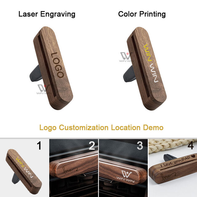 Ambientador de Coche de Lujo Personalizado en Metal Sólido de Aluminio, Difusor de Perfume para Coche con Clip de Ventilación de Madera para Auto