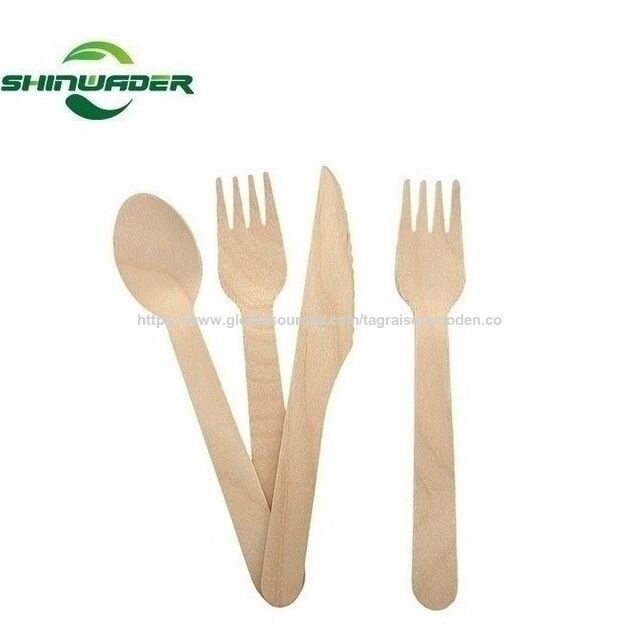 Couverts en Bois de Qualité Alimentaire, Recyclables, Biodégradables et Écologiques, Emballage Personnalisé, Vente Directe d'Usine