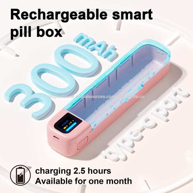 Intelligenter automatischer Pillenspender Tablettenbox für 7 Tage Medikamenten-Organizer Leuchtanzeigen Ton-Erinnerungsalarm & Telefonbenachrichtigung
