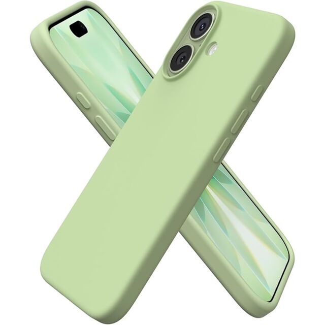 Coque Ultra-Fine en Silicone Liquide pour iPhone 17 (6.3") - Protection Intégrale 3 Couches, Housse en Caoutchouc Gel Souple, Vert Matcha
