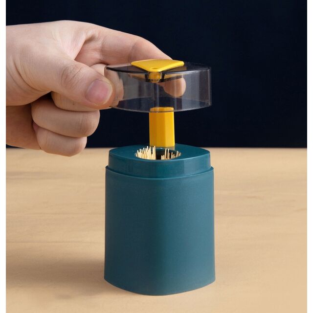 Kreativer Zahnstocher-Halter im Großhandel, automatischer Pop-up-Zahnstocher-Spender, tragbares Zahnstocher-Glas zum Drücken für das Wohnzimmer zu Hause