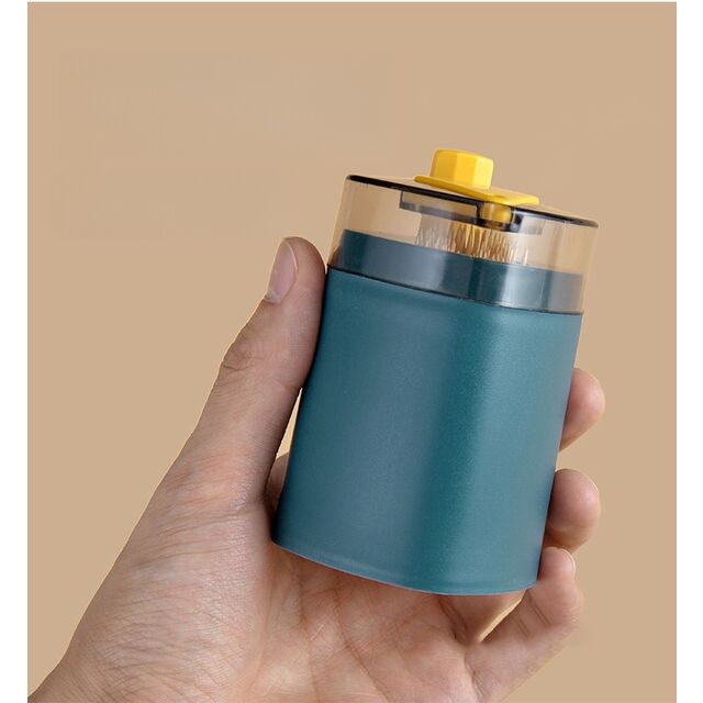 Kreativer Zahnstocher-Halter im Großhandel, automatischer Pop-up-Zahnstocher-Spender, tragbares Zahnstocher-Glas zum Drücken für das Wohnzimmer zu Hause