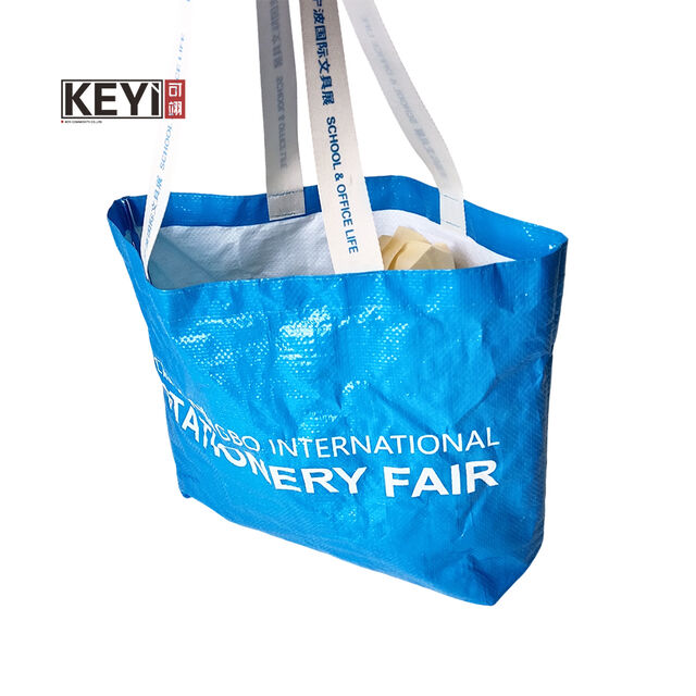 Bolsas de compra tejidas reutilizables, comestibles personalizados al por mayor, bolsos de reciclaje laminados, bolsas reciclables