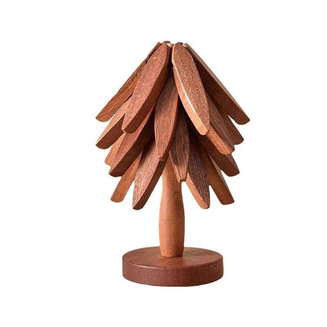 Base Aislante de Calor de Madera Maciza - Uso Doméstico Creativo - Protector de Ollas Anti-quemaduras - Base para Tazas - Artículo Decorativo de Madera