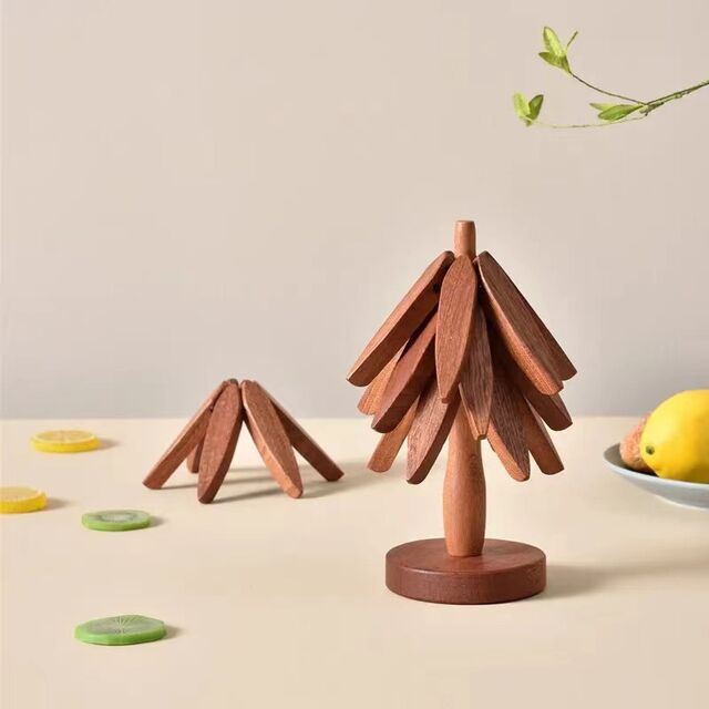 Base Aislante de Calor de Madera Maciza - Uso Doméstico Creativo - Protector de Ollas Anti-quemaduras - Base para Tazas - Artículo Decorativo de Madera