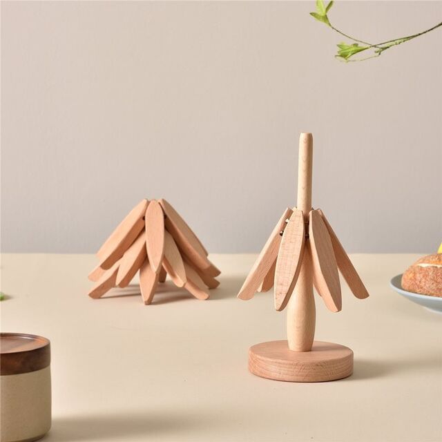 Base Aislante de Calor de Madera Maciza - Uso Doméstico Creativo - Protector de Ollas Anti-quemaduras - Base para Tazas - Artículo Decorativo de Madera