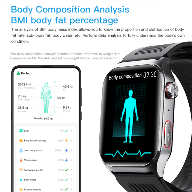 MU-F520 Air Pump Blood Pressure Smart Watch with Heart Rate Monitoring, Sleep Tracking, Voice Broadcast, SOS & Fall Detection
