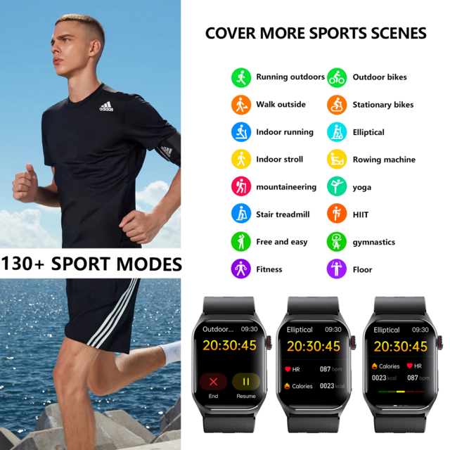 MU-F520 Air Pump Blood Pressure Smart Watch with Heart Rate Monitoring, Sleep Tracking, Voice Broadcast, SOS & Fall Detection