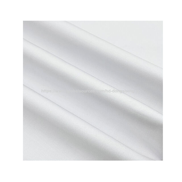 Tejido popelín blanco CVC60 de algodón, alta elasticidad, fácil cuidado, alta solidez del color, para camisas y ropa casual