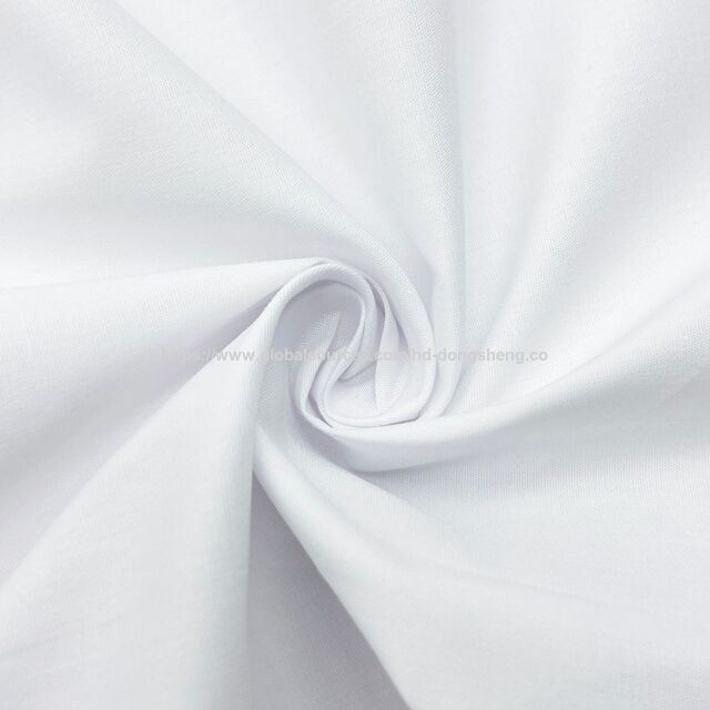 Tejido popelín blanco CVC60 de algodón, alta elasticidad, fácil cuidado, alta solidez del color, para camisas y ropa casual