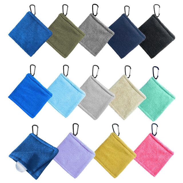Verdicktes Golfhandtuch mit Karabiner - Mikrofaser Golfball- & Schlägerreinigungstuch (14x14cm)