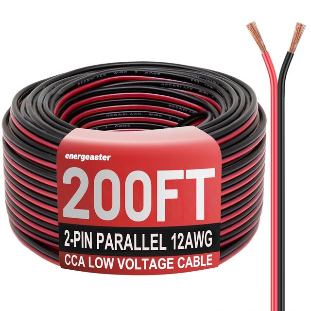 Kabel Ekstensi Aluminium Berpelapis Tembaga Fleksibel/Tegangan Rendah/PVC 12 AWG untuk Speaker, Strip LED, Otomotif 12V/24V DC