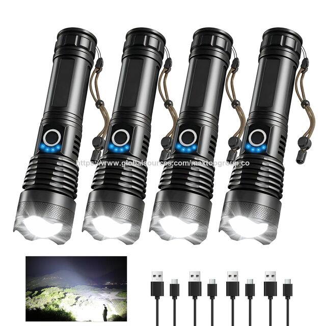 Superhelle wiederaufladbare LED-Taschenlampe im Großhandel, 5 Modi, wasserdicht, zoombar, Handlampe mit hoher Lumenleistung