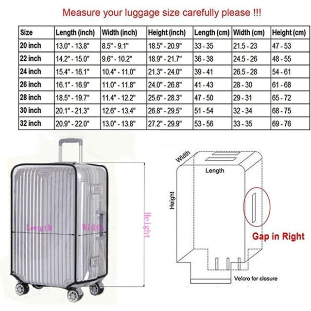 Funda de Equipaje Impermeable de PVC Transparente - Ajuste Universal para Maletas de 20-30 Pulgadas, Protector Duradero para Equipaje con Ruedas
