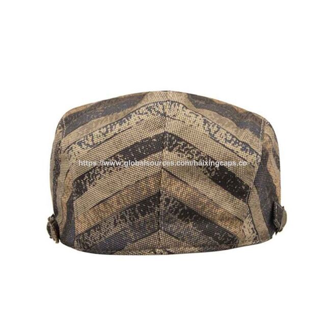 Grosir Pabrik Retro Bergaris Unisex Topi Baret Kustom Poliester Katun Topi Baret Dewasa untuk Pakaian Kasual Sehari-hari & Mode Jalanan