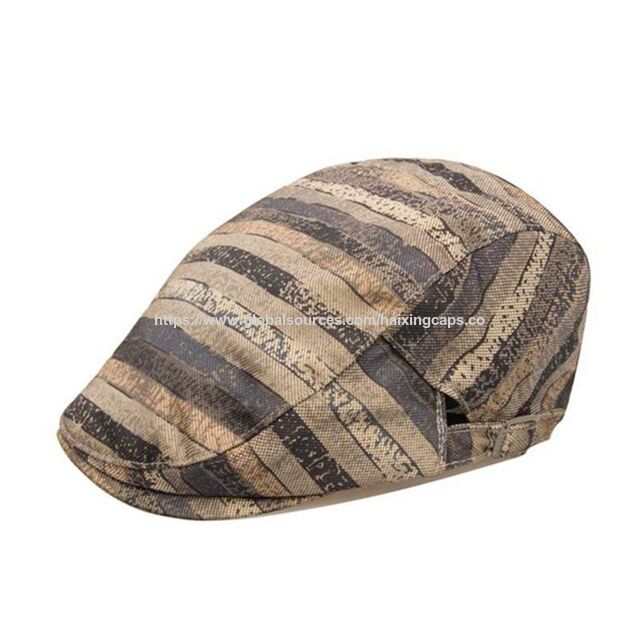 Grosir Pabrik Retro Bergaris Unisex Topi Baret Kustom Poliester Katun Topi Baret Dewasa untuk Pakaian Kasual Sehari-hari & Mode Jalanan