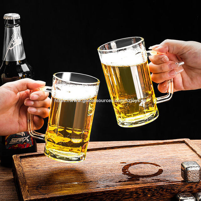 Gobelet d'eau en gros, grande capacité, chope à bière transparente avec poignée, gobelet à boisson en verre épais