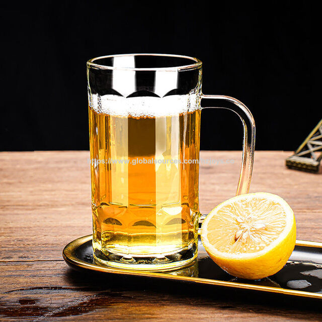 Gobelet d'eau en gros, grande capacité, chope à bière transparente avec poignée, gobelet à boisson en verre épais