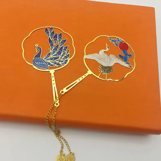 Marcapáginas de metal con nuevo diseño redondo y elegante, grabado láser y calado artesanal
