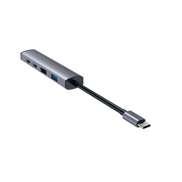 Concentrador USB Tipo C 5 en 1 Ultra Delgado, 100W PD para Mac y PC, Transferencia de Datos OTG, Extensor USB con Puertos USB A y USB C