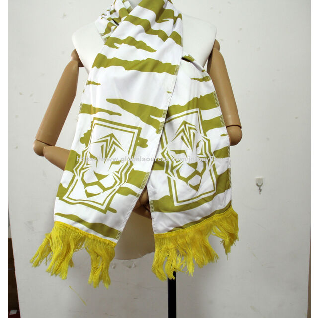100% Polyester Promotion Benutzerdefinierter Fußball Basketball Club Fans Schal Druck Winter Team Druck Quasten Schal