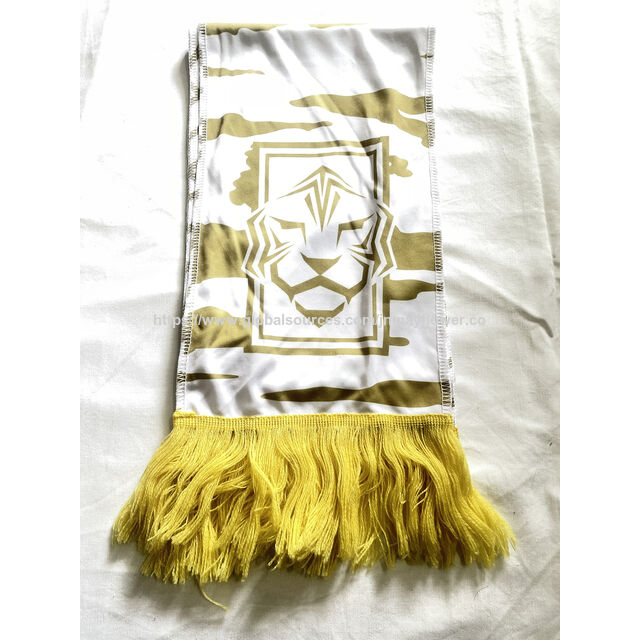 100% Polyester Promotion Benutzerdefinierter Fußball Basketball Club Fans Schal Druck Winter Team Druck Quasten Schal