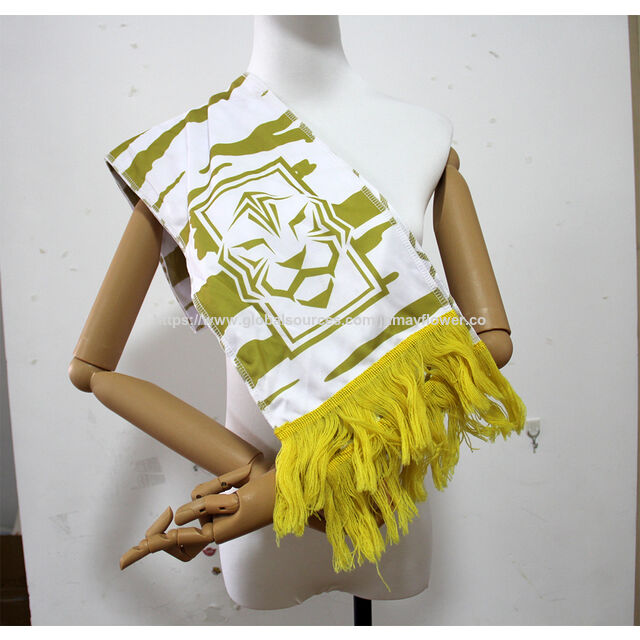 100% Polyester Promotion Benutzerdefinierter Fußball Basketball Club Fans Schal Druck Winter Team Druck Quasten Schal