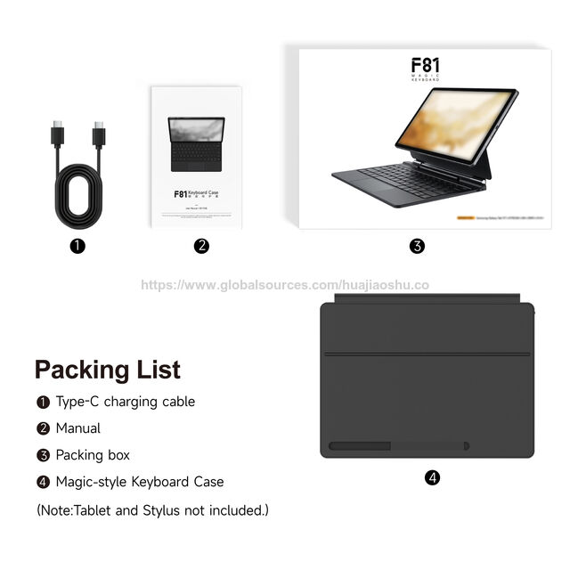 Prix de gros Clavier 12,4 pouces pour Samsung S10 Plus S9 Plus S7 FE, Fourniture directe du fabricant d'étui flottant mince