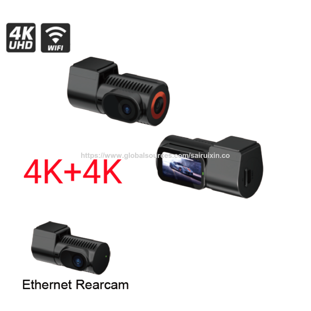 2CH Mini Dashcam vom Werk, Dashcam Auto vorne 4K + 4K Ethernet Rückfahrkamera, 1,5-Zoll-Bildschirm, 5G WiFi APP DVR, GPS Drehbare Autokamera