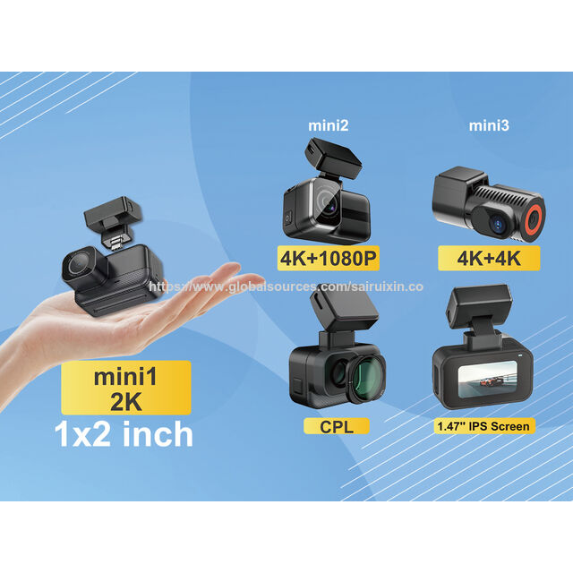 2CH Mini Dashcam vom Werk, Dashcam Auto vorne 4K + 4K Ethernet Rückfahrkamera, 1,5-Zoll-Bildschirm, 5G WiFi APP DVR, GPS Drehbare Autokamera