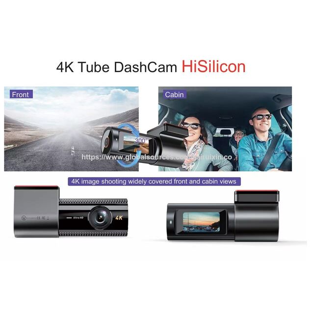 2CH Mini Dashcam vom Werk, Dashcam Auto vorne 4K + 4K Ethernet Rückfahrkamera, 1,5-Zoll-Bildschirm, 5G WiFi APP DVR, GPS Drehbare Autokamera