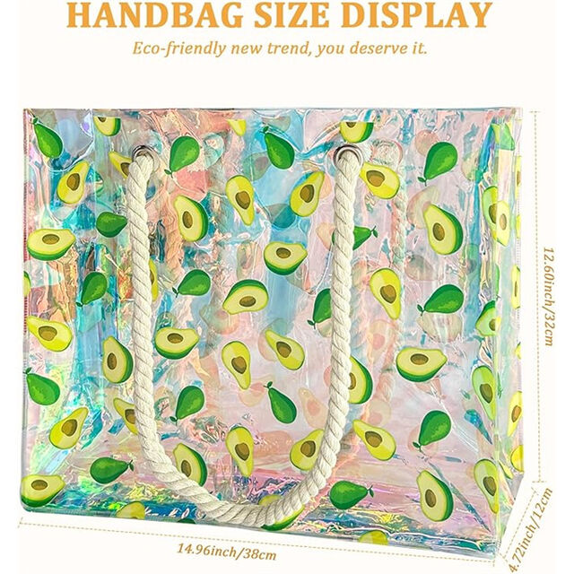 Sac Fourre-Tout Transparent avec Poignées en Corde, 40 x 10 x 30 cm, Sac de Plage Étanche et Anti-Sable en PVC pour Concerts