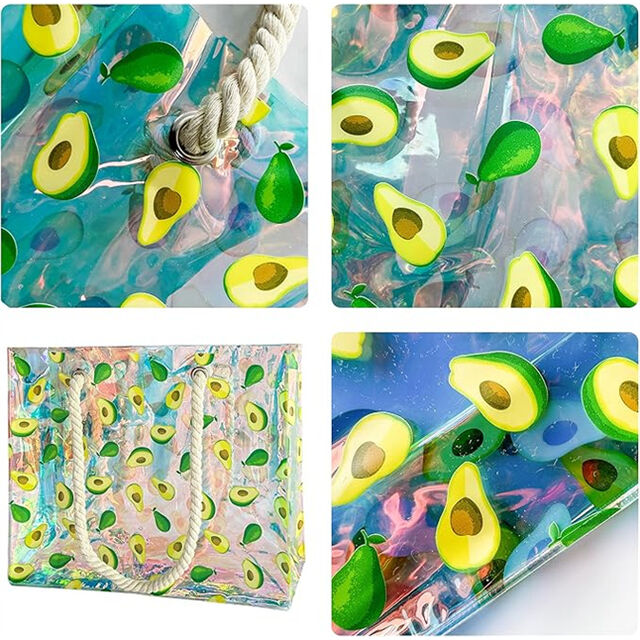 Sac Fourre-Tout Transparent avec Poignées en Corde, 40 x 10 x 30 cm, Sac de Plage Étanche et Anti-Sable en PVC pour Concerts
