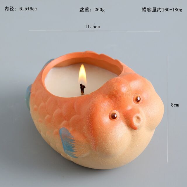 Adorno de Cerámica con Diseño de Pez Globo Adorable: Decoración para el Hogar, Regalo Festivo (Resistente al Calor, Vela No Incluida)