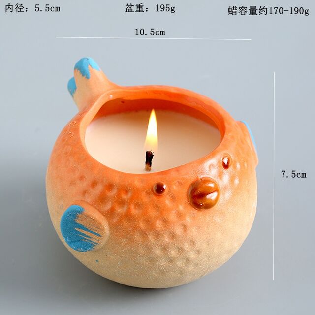 Adorno de Cerámica con Diseño de Pez Globo Adorable: Decoración para el Hogar, Regalo Festivo (Resistente al Calor, Vela No Incluida)