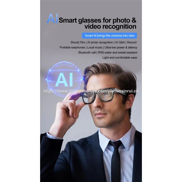 Neue KI-Smart-Brille 8.0MP Tragbare Videoaufnahme 1080P Kamera Automatische Erkennungsübersetzung Sprachanruf Sonnenbrille