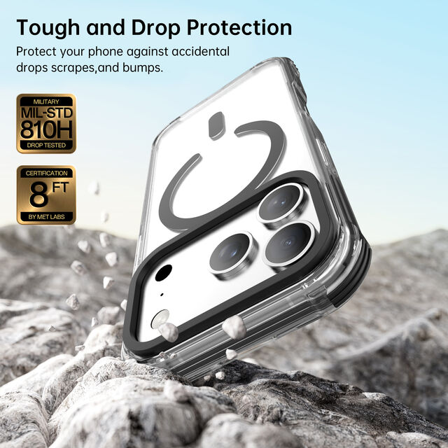 Soonleader Capa de Telefone Anti-choque TPU PC TPE, Design de Capas Transparentes Cristalinas Anti-Amarelamento para iPhone 17 Pro Max