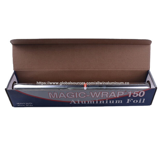 Papier d'aluminium de cuisine personnalisable 45cm x 37.5m, rouleau de papier d'aluminium argenté, matériau recyclable 8011-O
