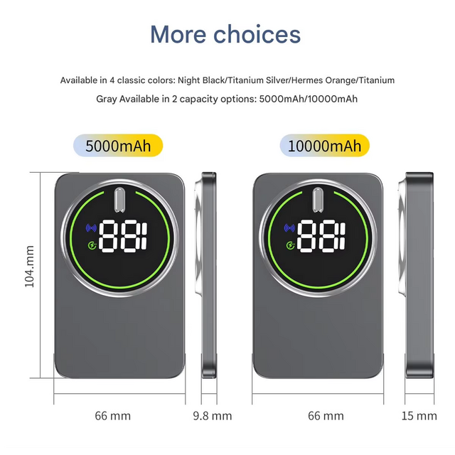 Banque d'alimentation portable magnétique en aluminium à chargement sans fil, LOGO personnalisé KC, 5000mAh 10000mAh, LED orange, chargeur de téléphone