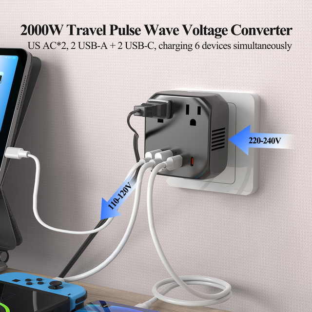 FOXCAN OEM 220V auf 110V Spannungswandler & Universal Reiseadapter für Glätteisen/Lockenstab