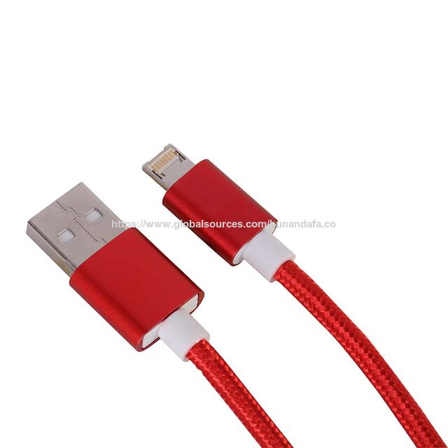 Câble de données avec connecteur aveugle tressé rouge pour charger les téléphones Apple et Android