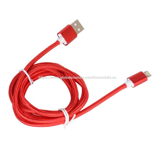 Câble de données avec connecteur aveugle tressé rouge pour charger les téléphones Apple et Android