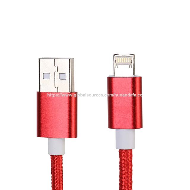 Câble de données avec connecteur aveugle tressé rouge pour charger les téléphones Apple et Android