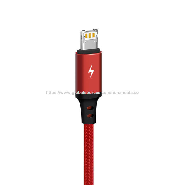 Câble de données avec connecteur aveugle tressé rouge pour charger les téléphones Apple et Android
