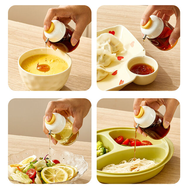 Klarer Olivenöl-Spender aus Glas, 100 ml, mit Ausgießer aus Edelstahl und ROHS-zertifiziertem, umweltfreundlichem Design für Sushi-Salat