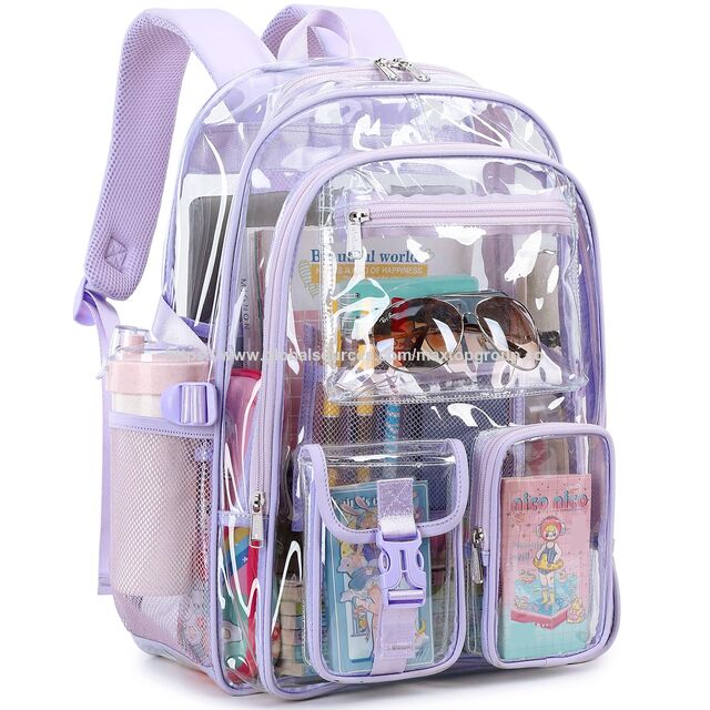 Suministro de fábrica Mochila escolar grande y transparente para niñas Bolso transparente para estudiantes