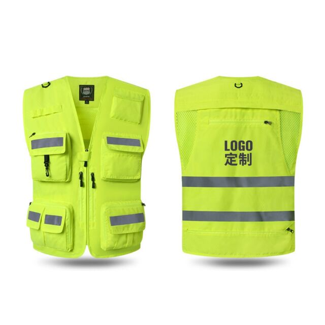 Rompi Darurat Reflektif, Jaket Penyelamat Pemadam Kebakaran & Sukarelawan, Pakaian Keselamatan Multi-Saku dengan Logo Kustom