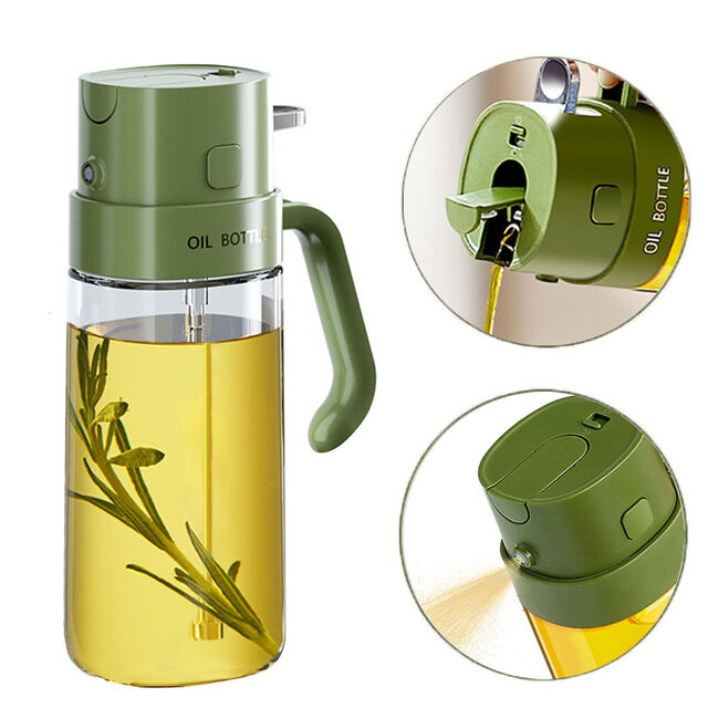 550 ml Klares Glas Olivenöl-Sprühgerät mit lebensmittelechter PP-Düse für die Küche, ISO-zertifiziert